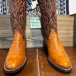 Mexican Made Cognac Full Quill Ostrich Cowboy/Cowgirl Boots 8D/9.5B